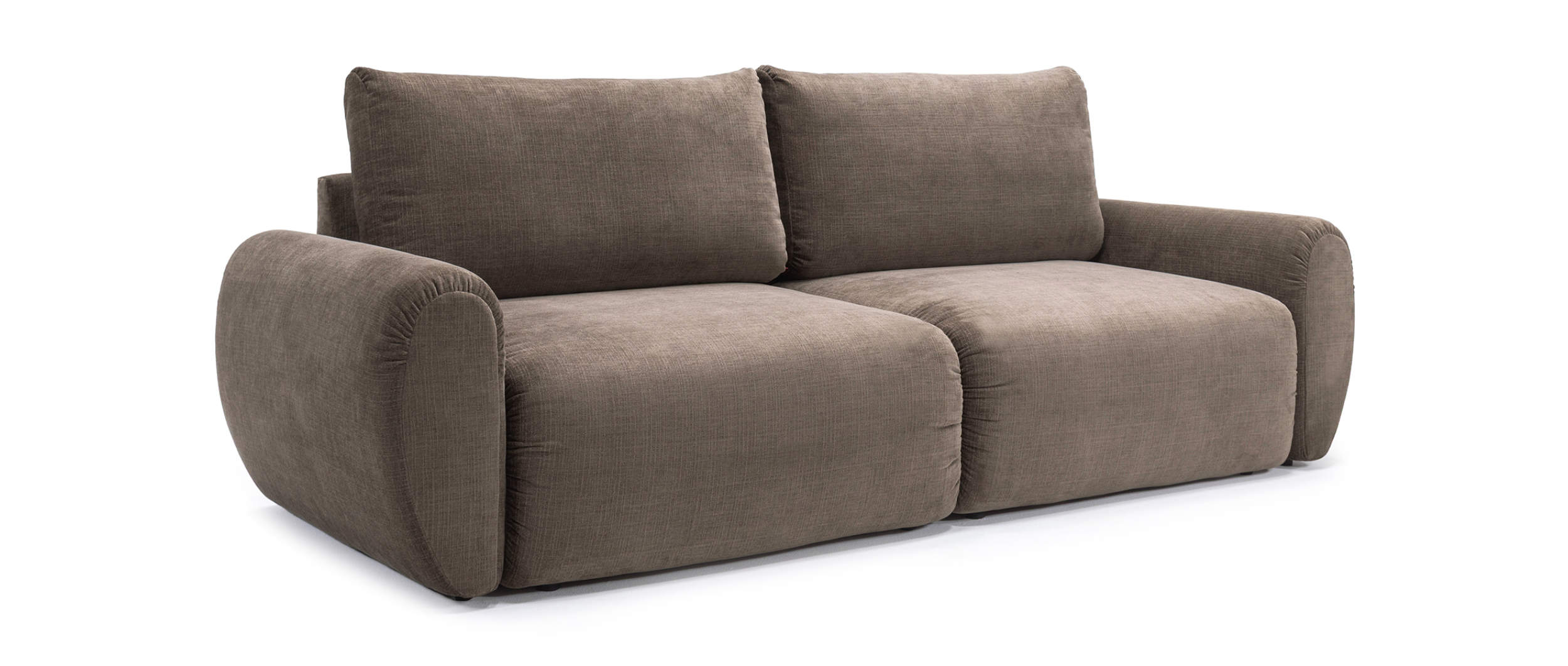 Das NORUM Schlafsofa von Innovation mit Curve-Armlehnen und im regulären Stoff Esina Cedar Brown (411)