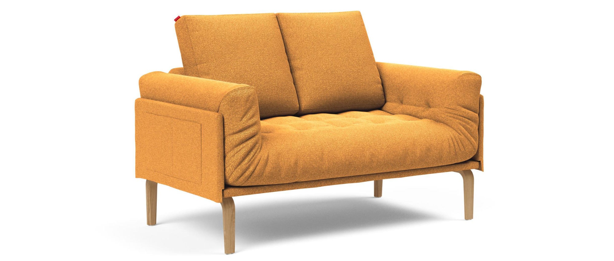 Kleines gemütliches Schlafsofa - ROLLO von Innovation mit Gestellbezug deren Seitentaschen für zum Beispiel Tablett oder Zeitschriften geeignet sind
