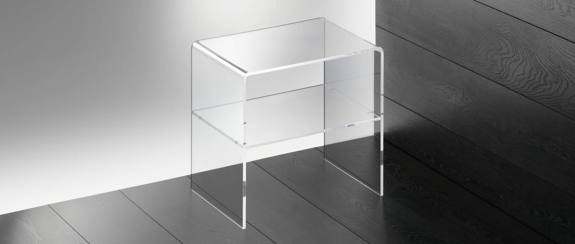 Beistelltisch LONDON mit Plexiglas-Ablagefach