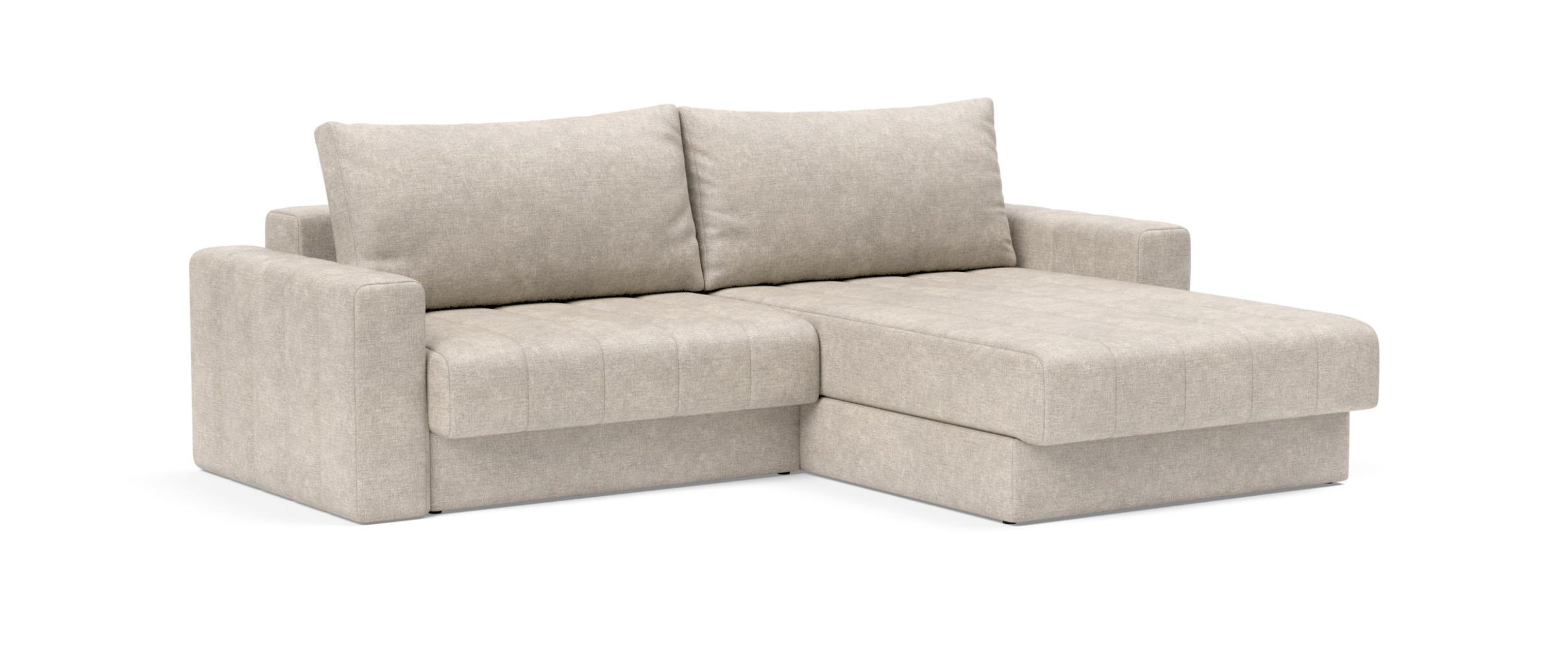 Innovation AKELLO LOUNGER Eckschlafcouch mit Armlehnen im Stoff Avella Sand (280)