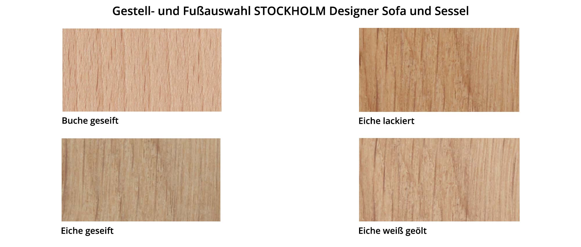 Das Holz der Armlehnen und Füße der Designer STOCKHOLM Sofas und Sessel gibt es in verschiedenen Ausführungen