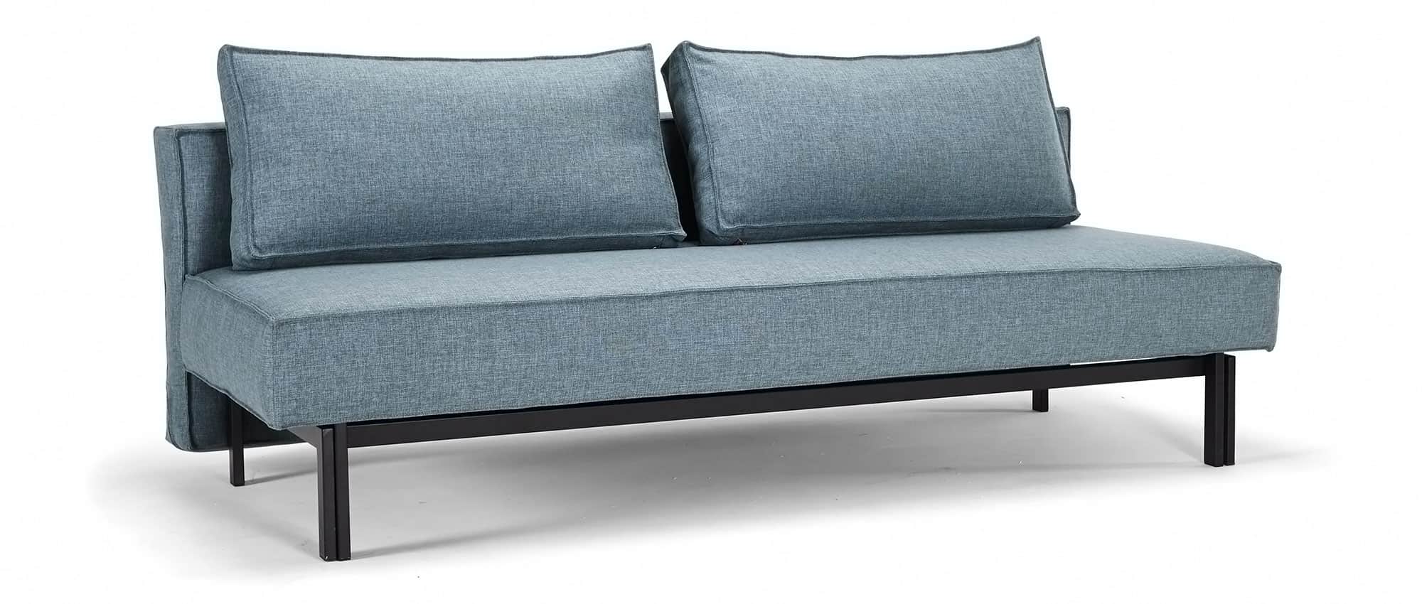 Das SLY Schlafsofa mit Bettkasten als Sonderanfertigung im Stoff Mixed Dance Light Blue (525)