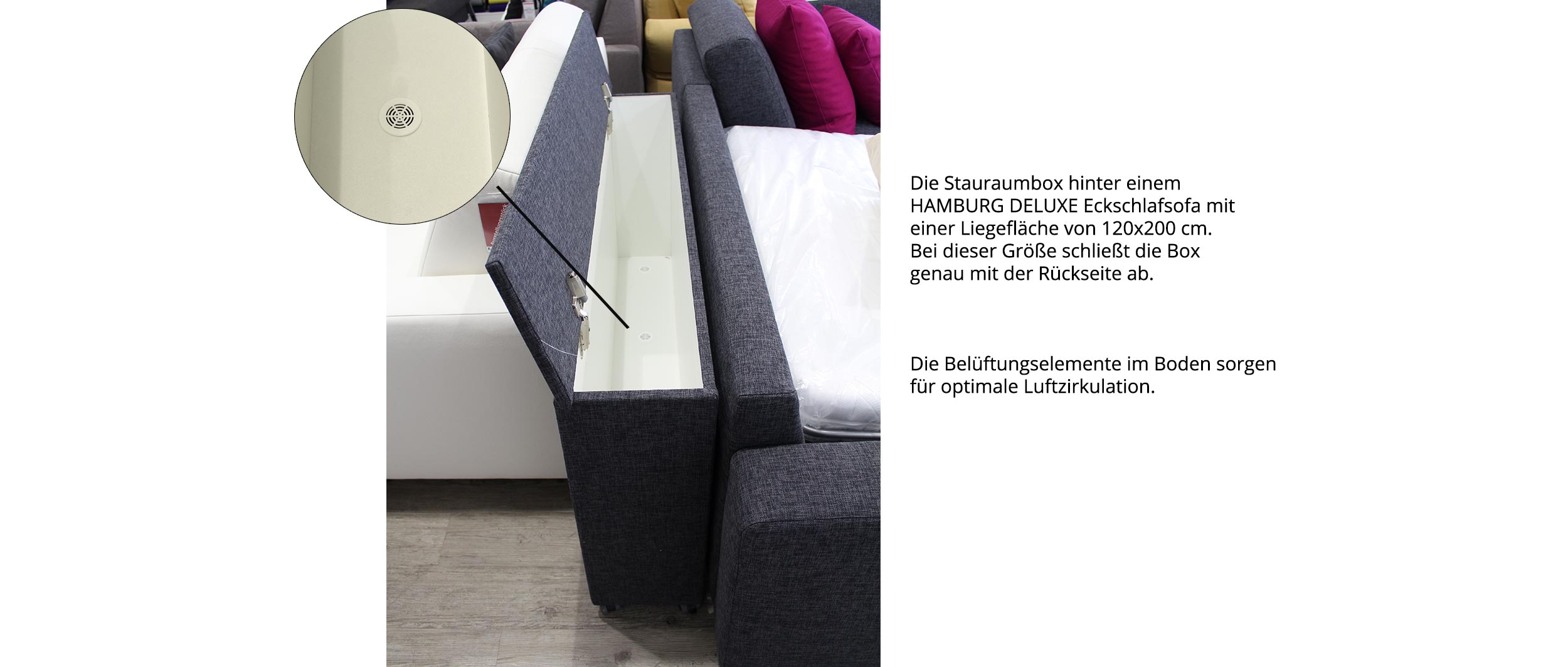 Nutzen Sie den Bettkasten für Ihre Bettwäsche oder Kissen