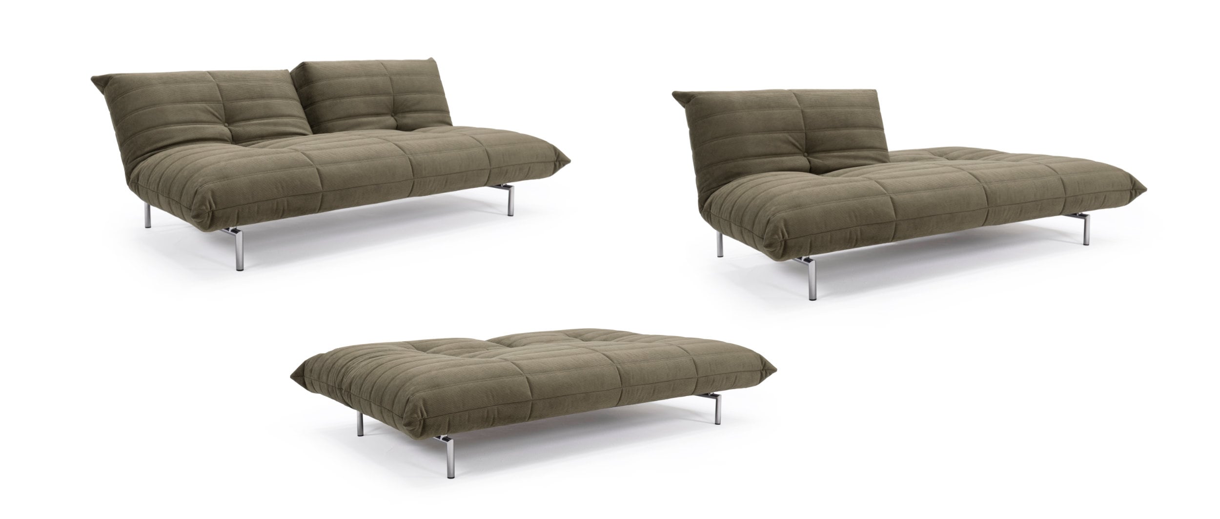 Die Rückenlehnen des MIKUNJO Schlafsofas lassen sich in drei Positionen verstellen