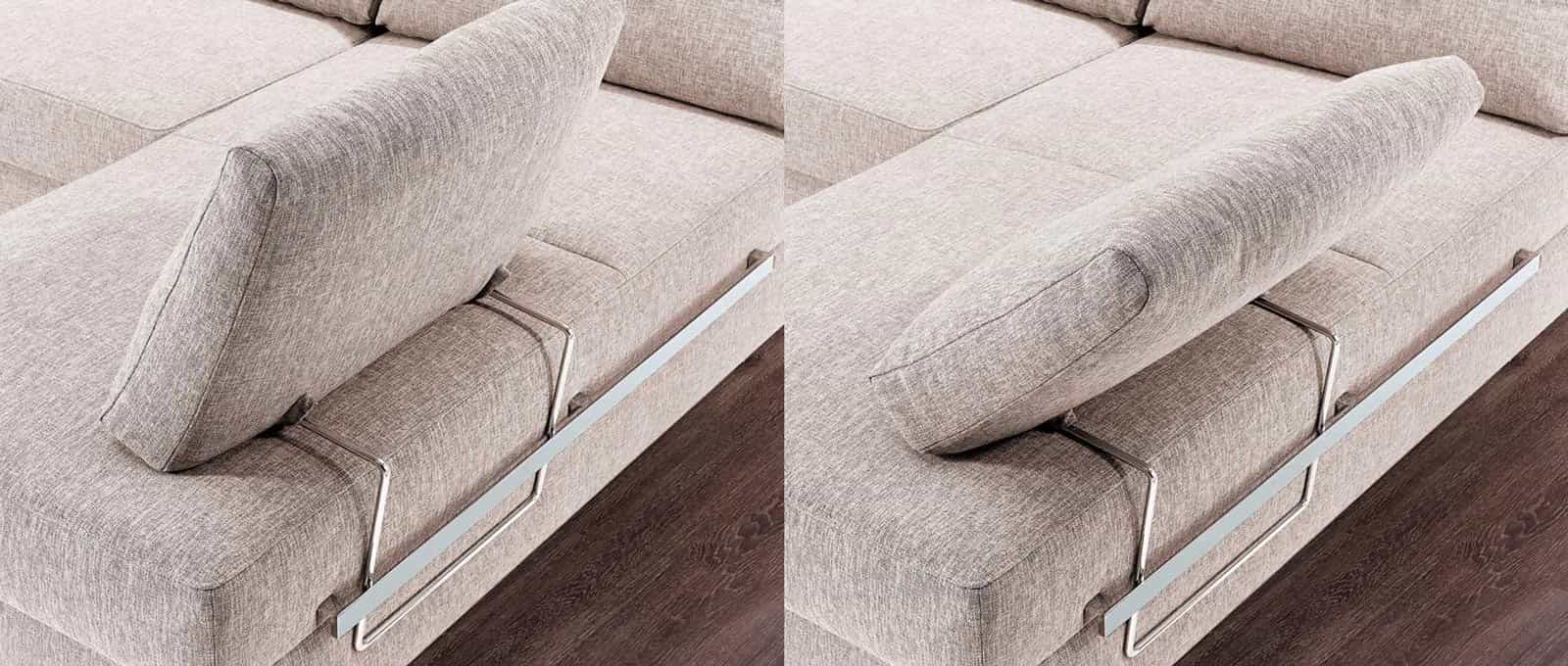 Das Steckkissen lässt sich vorne und hinten am Longchair einstecken und im Winkel einstellen
