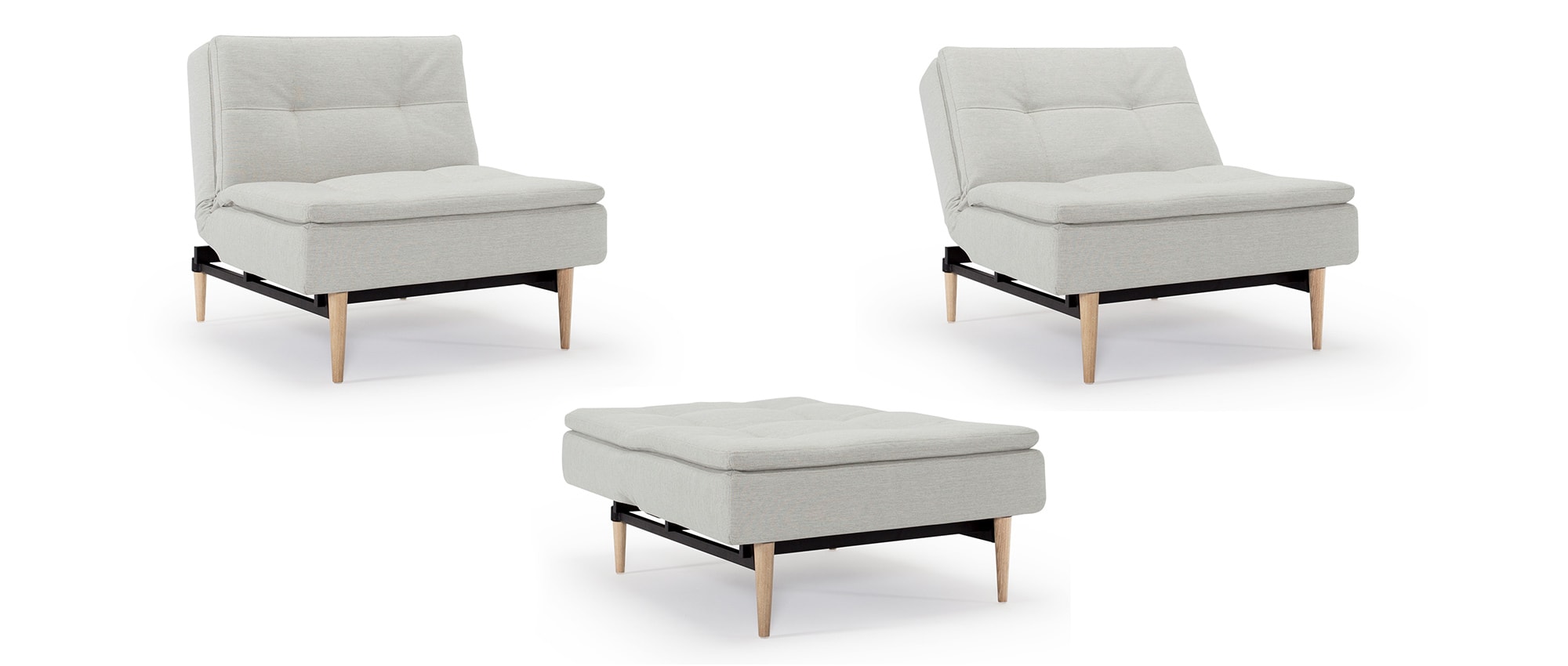 Die Rückenlehne lässt sich in drei Positionen einstellen - so wird aus dem Sessel z.B. ein Longchair für das passende DUBLEXO Sofa