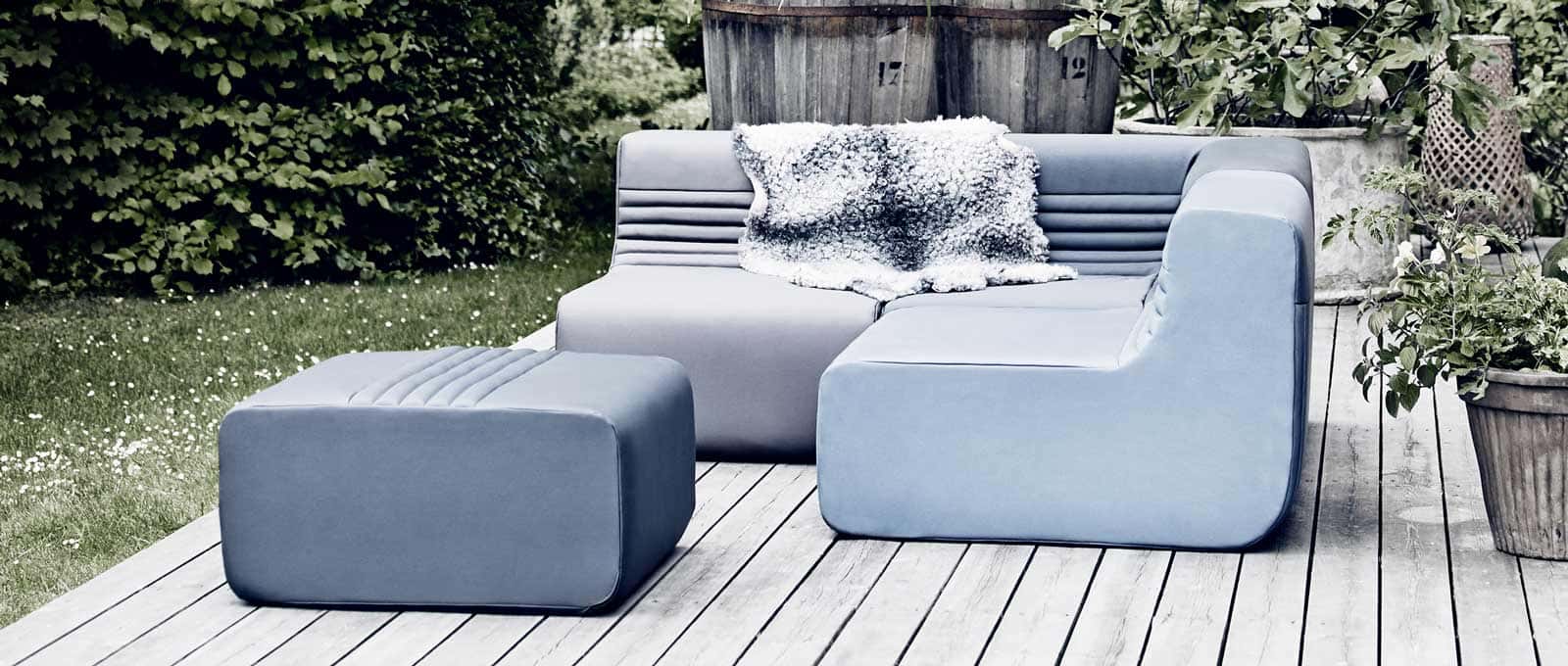 Mit dem Stoff Tempo outdoor wird das LOFT Modul auch outdoor-tauglich, z.B. für die Nutzung auf Terrasse oder Balkon