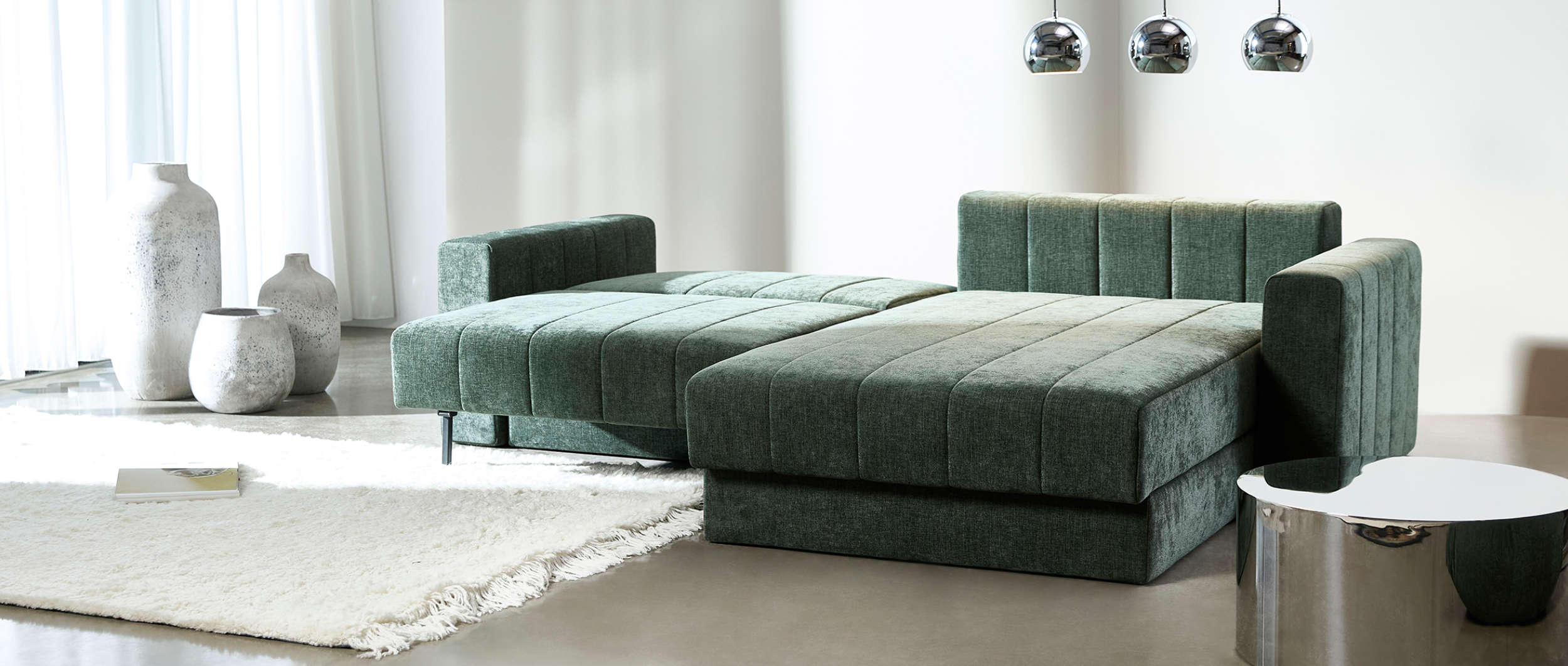Innovation AKELLO LOUNGER Eckschlafsofa mit Armlehnen und Liegefläche ca. 140x200 cm