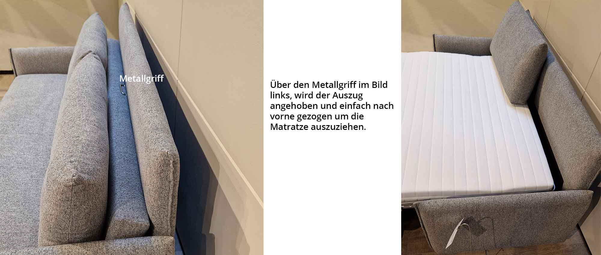 Seitenansicht des ROTTERDAM DELUXE Schlafsofas mit hoher Rückenlehne/Kopfteil ca. 97 cm 