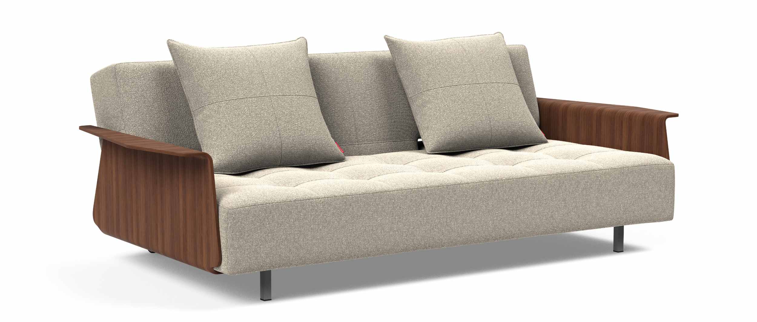 Spannender Kontrast: Stoff Boucle Beige (539) und Holzarmlehnen (Fotos der Stoffproben siehe Galerie)