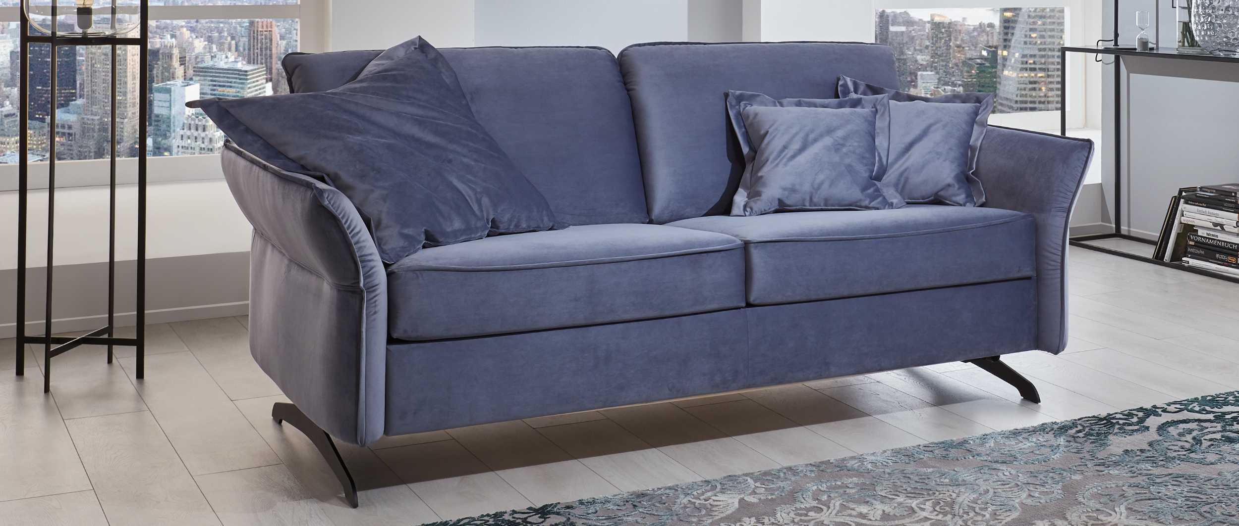 Schlafsofa mit Metall - Kufen und Flatterkissen, ca. 15 cm Bodenfreiheit