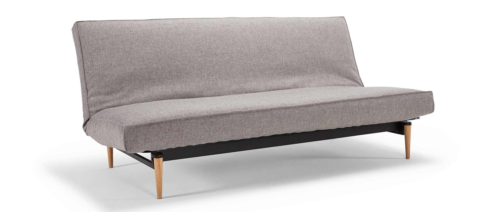 COLPUS Schlafsofa mit hellen Styletto Holzfüßen, Matratze: abziehbar (Sharp-Style) - Stoff Mixed Dance Grau (521) - ohne Gestellbezug für Sitzfläche