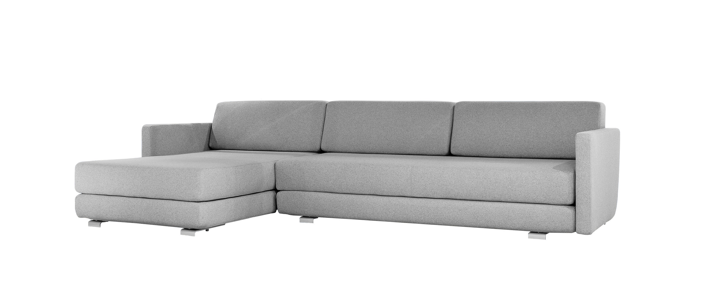 LOUNGE PLUS Ecksofakombination von Softline im Wollstoff Filz - Hellgrau Melange (620) mit Armlehnen auf beiden Seiten