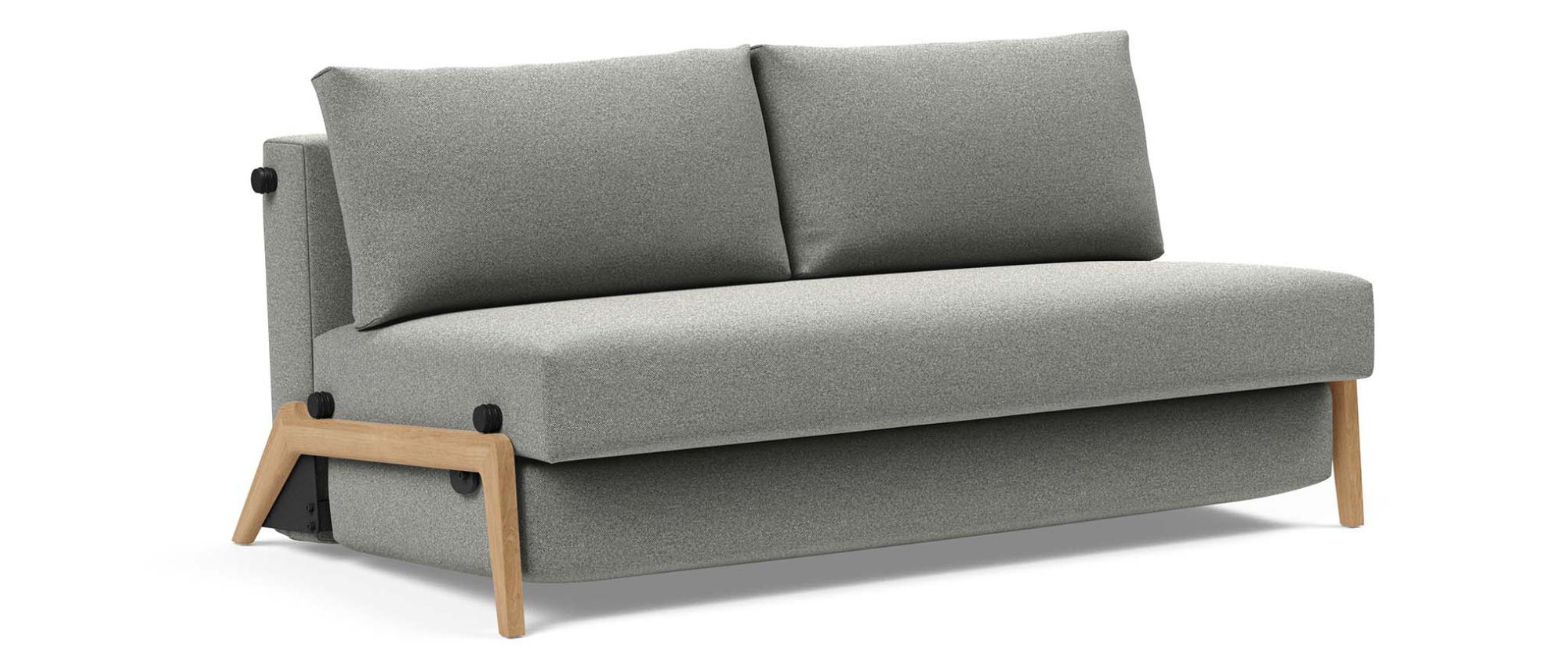 CUBED DELUXE Schlafsofa im Stoff Mahoga Dove Grey (853) und mit hellen Eichenholzfüßen