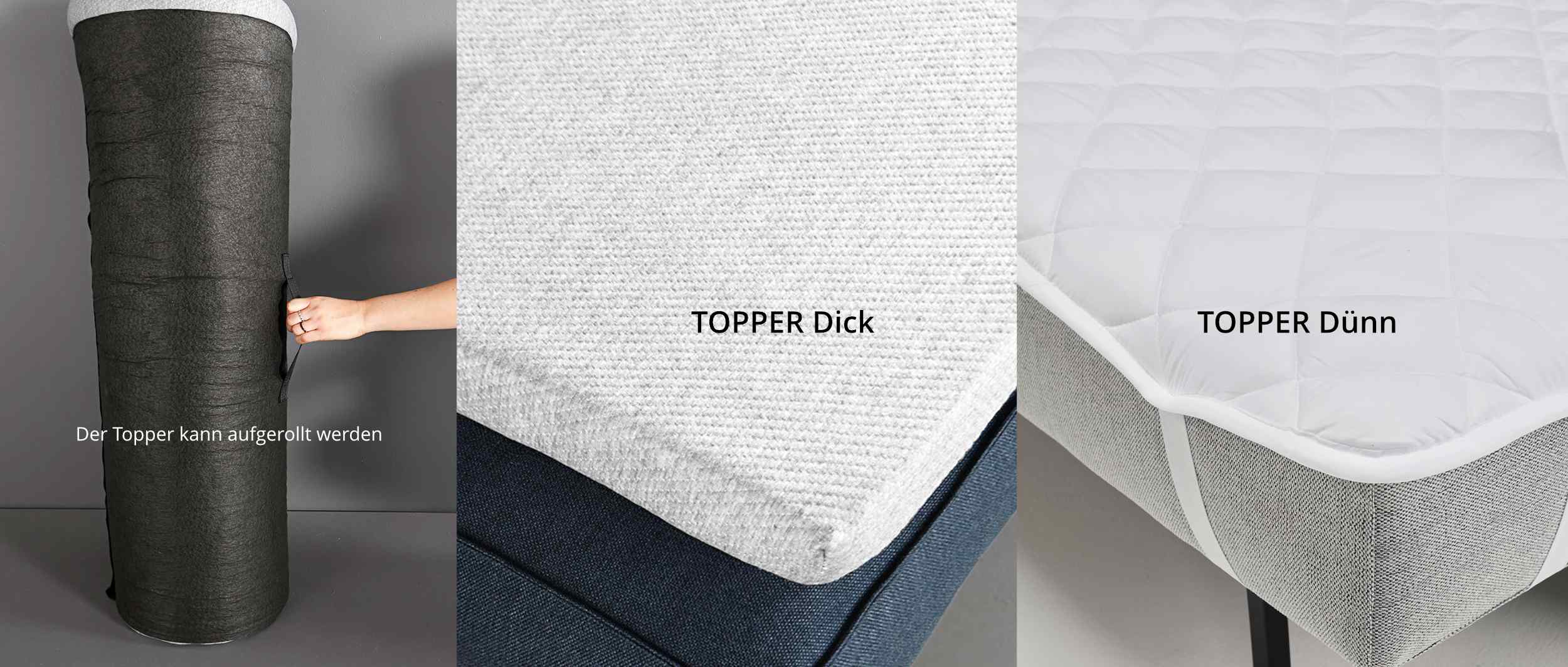Bestellen Sie den Topper in DÜNN oder DICK zum Setpreis direkt mit